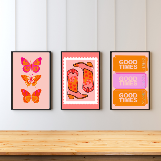 Boots & Butterflies Triple Art Set