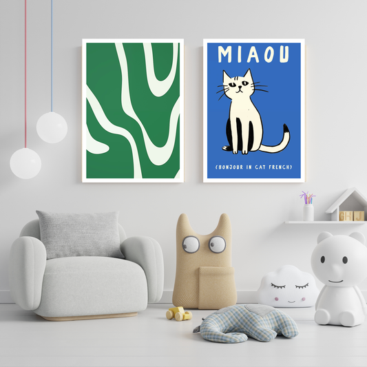 Blue Cat Graphic Double Art Set