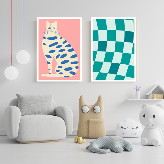 Pink Cat Graphic Art Set