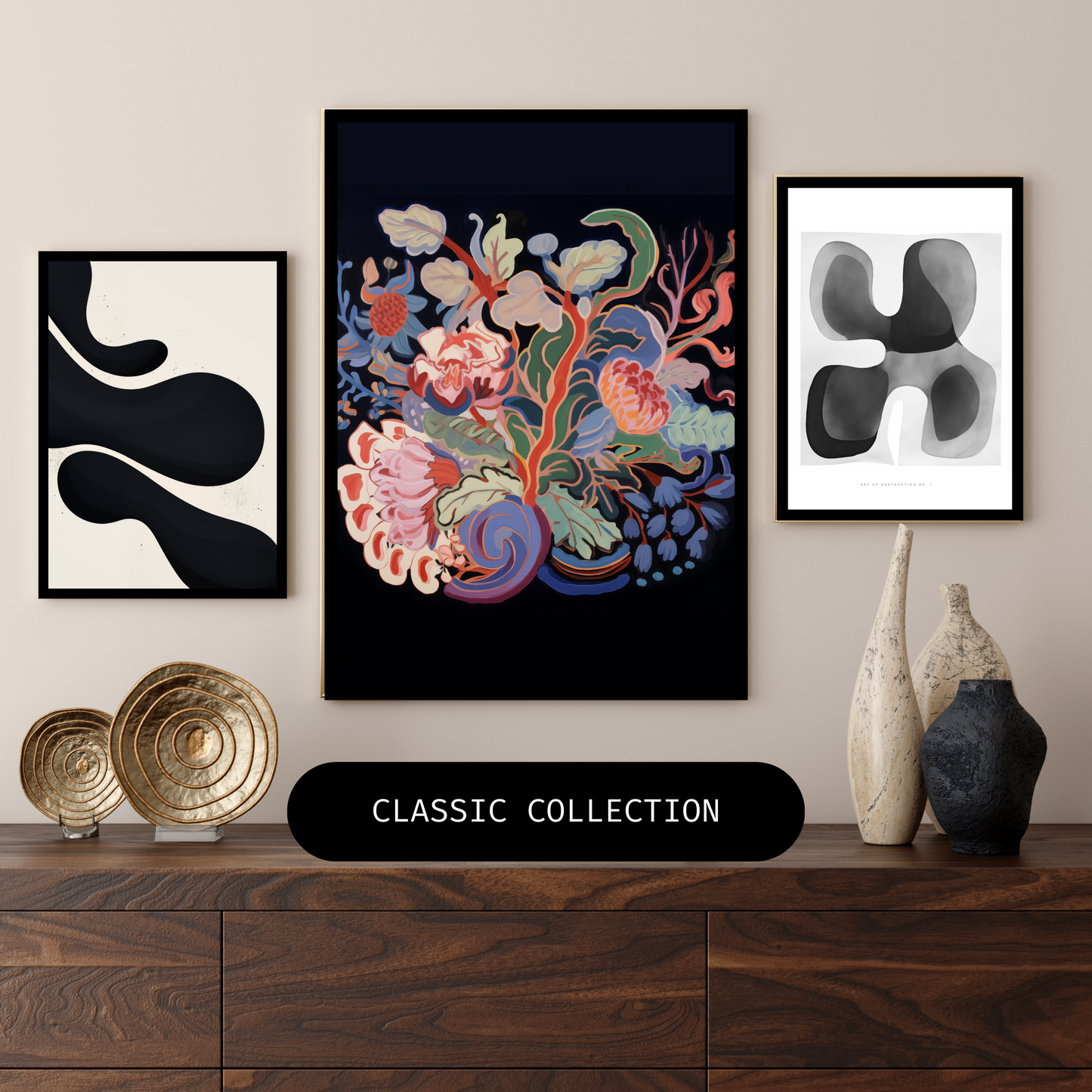 Noir Floral Art Set