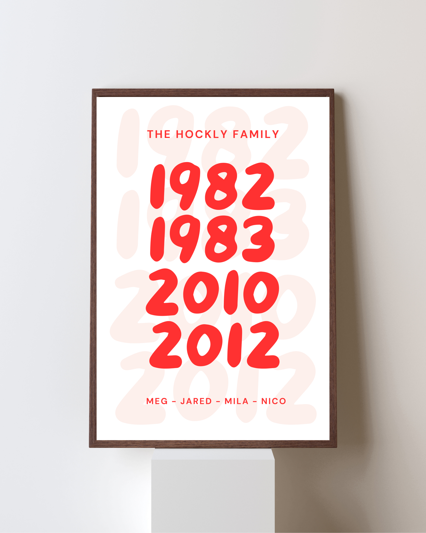 Family Years Bubble (Personalised) - Red/Pink