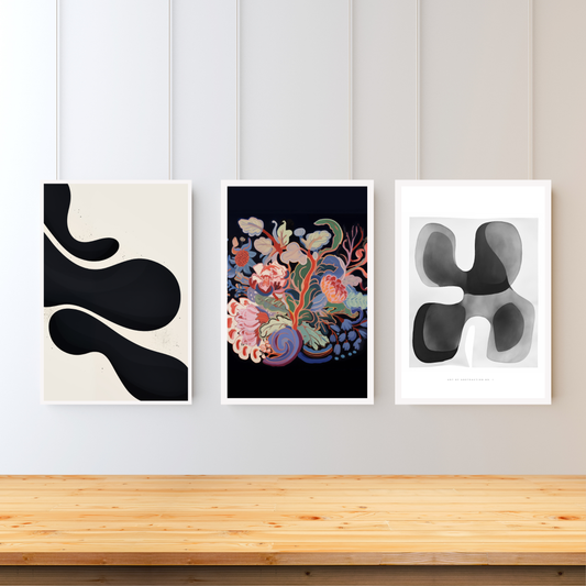 Noir Floral Art Set
