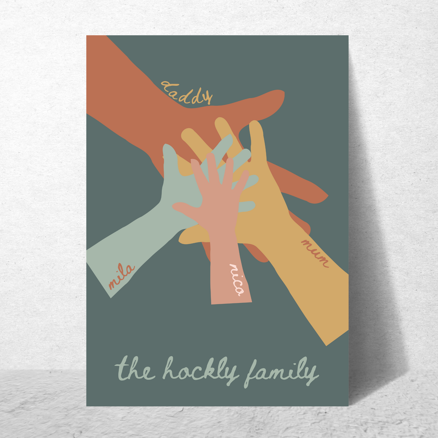Family Hands Green (Personalised)