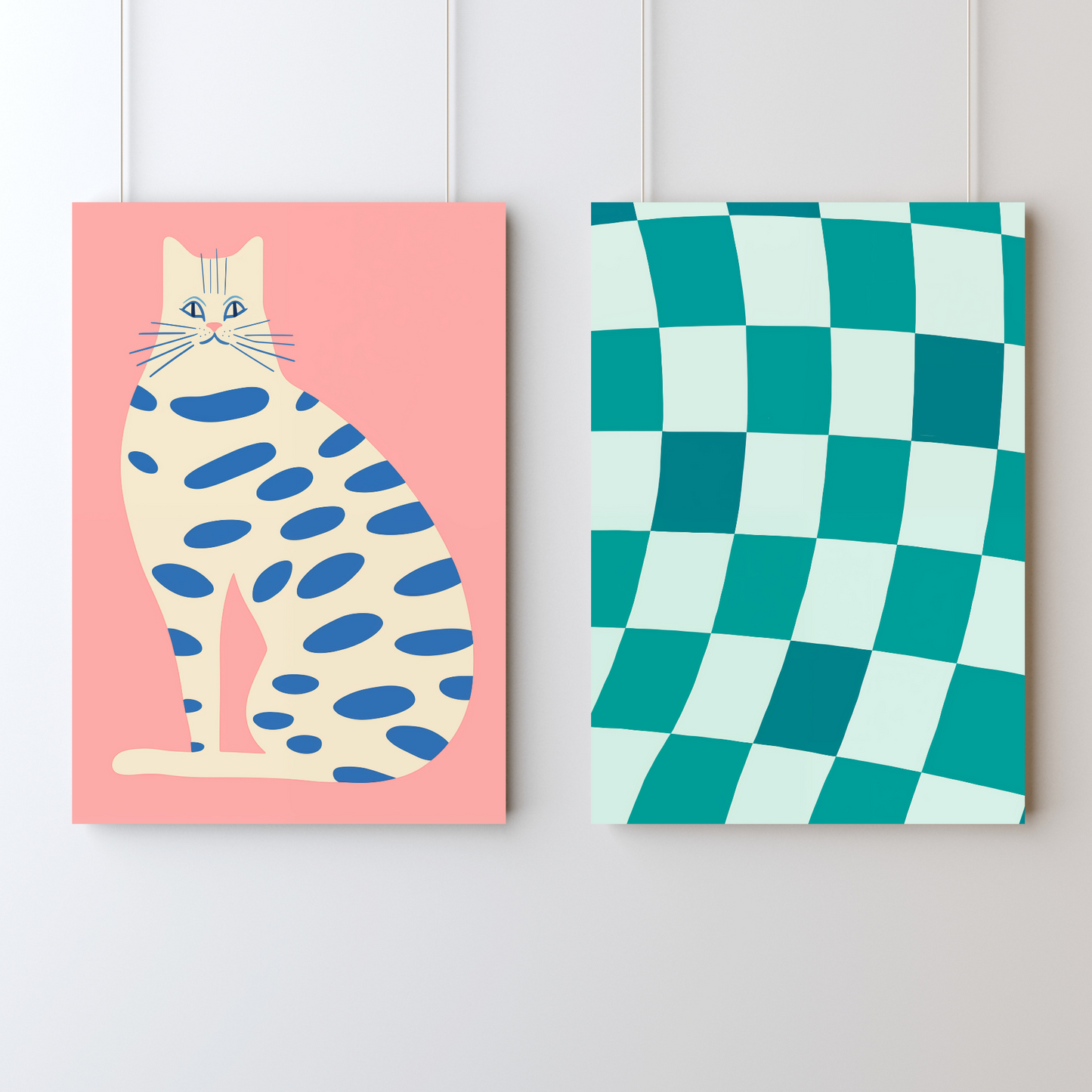 Pink Cat Graphic Art Set