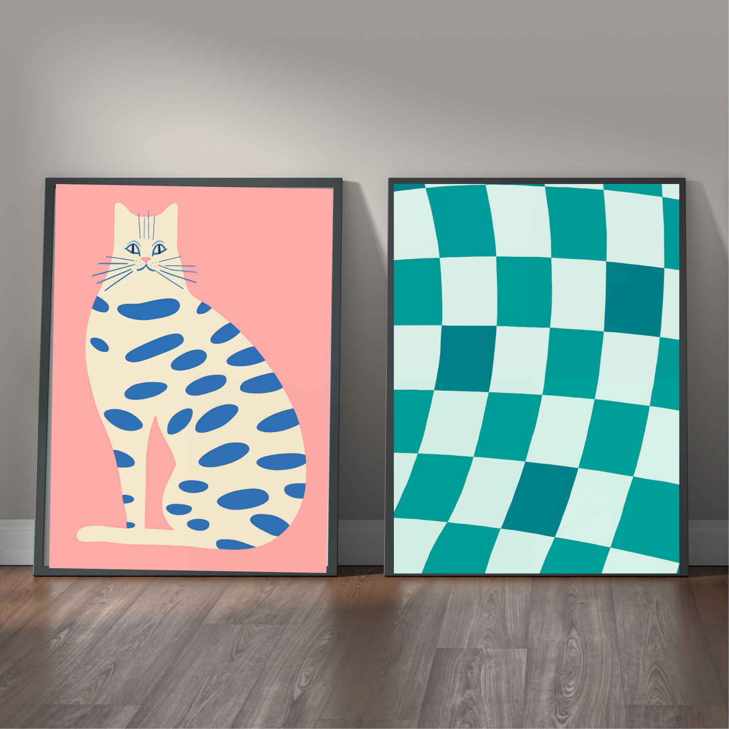 Pink Cat Graphic Art Set