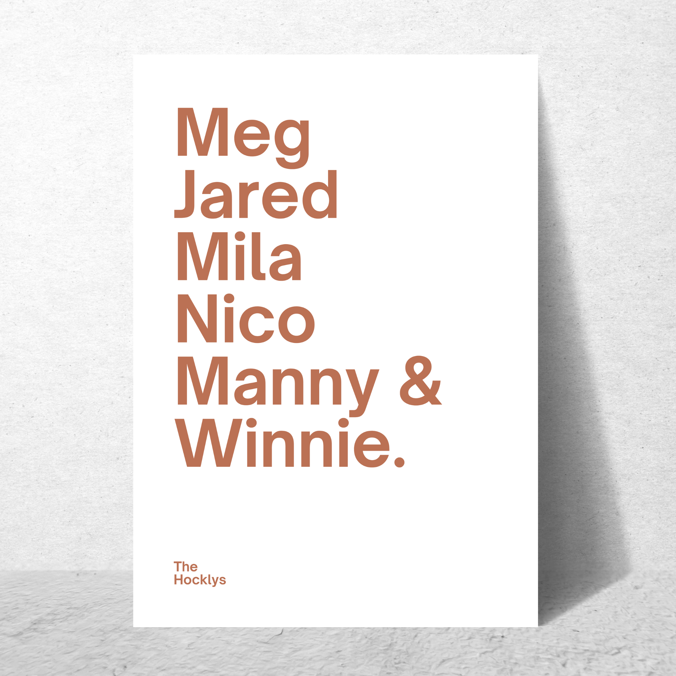 Family Names Rust (Personalised) – Blank Wall Print Shop