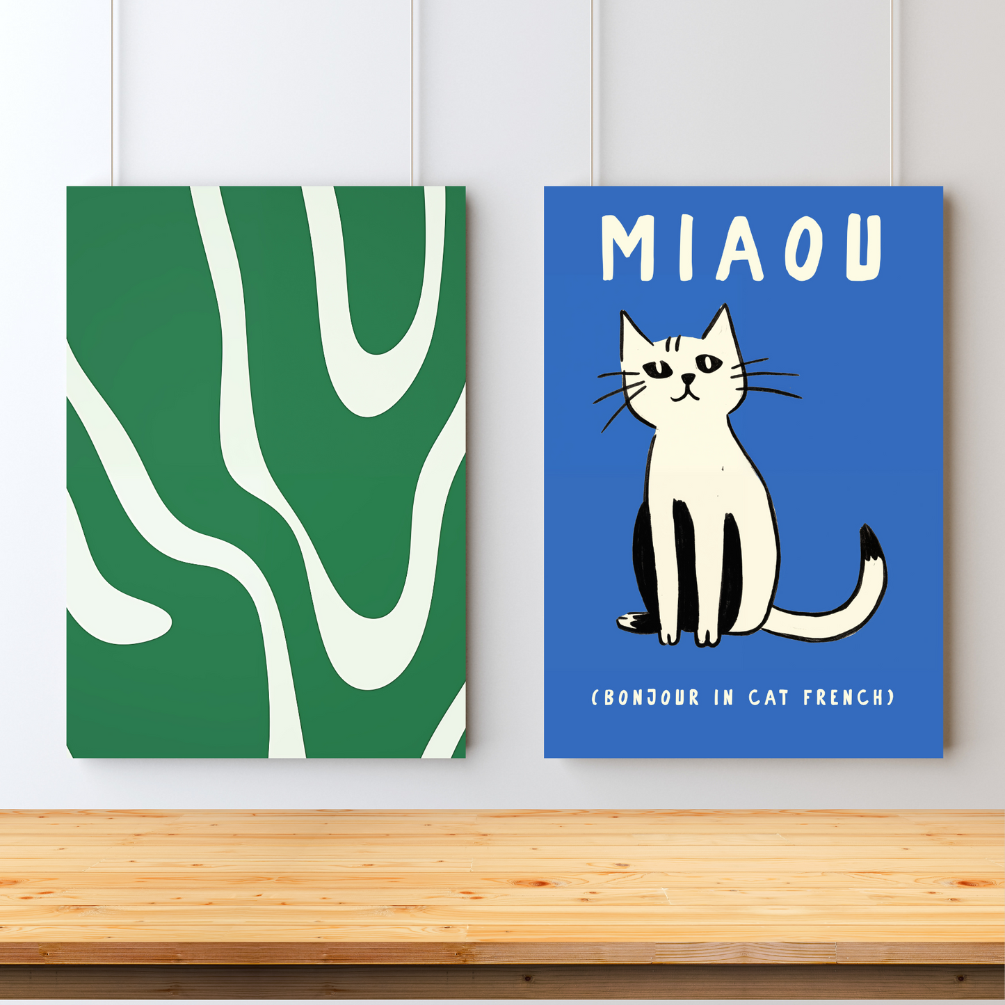 Blue Cat Graphic Double Art Set