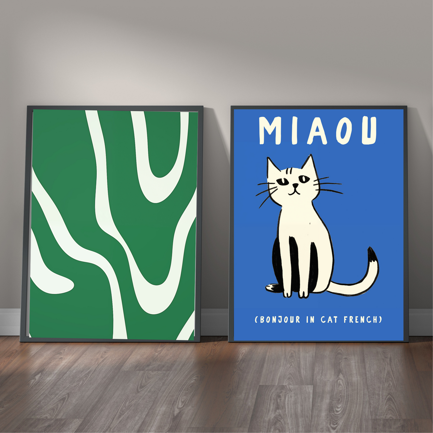 Blue Cat Graphic Double Art Set
